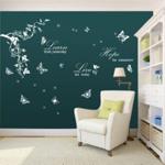 Walplus WS5036W White Butterflies Vine Plus WS3024W White Learn Live Hope Wall Sticker Combo Pack Murals Nursery Office Home Decoration