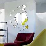 Walplus(TM) Home Interior Decoration Flying Fairy Tinker Bell with Stars Round Mirror Wall Art Room Interior Reflection