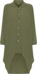 WearAll® Women's Plus Batwing Shirt Dress Long Sleeve Dip Hem Hi Lo Button Collar Ladies - Khaki Green - 16-18