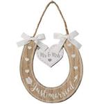 Wedding 'Mr & Mrs' 'Just Married' Wooden Horseshoe with Hearts
