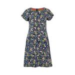 Weird Fish Tallahassee Patterned Cotton Jersey Dress Navy Size 14