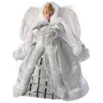 WeRChristmas Angel Christmas Tree Topper with Feather Wings, 26 cm - White/Silver