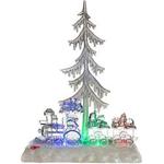 WeRChristmas Pre-Lit Colour Changing LED Musical Christmas Tree and Train Scene Decoration, 35 cm - Multi-Colour