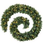 WeRChristmas Pre-Lit Extra Thick Pine Garland Christmas Decoration with 80-LED, Green, 9 feet