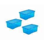 Wham Boxes 45 Litre Pack of 3 Clear, Blue