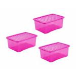 Wham Boxes 45 Litre Pack of 3 Clear, Pink