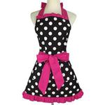 Women Vintage Sweetheart Kitchen Apron Retro Aprons Polka Dot Apron 100% Cotton Apron Princess Dress Overalls Apron Superior Gift For Kitchen And Party (Rose Red)