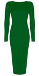 Womens Ladies Celebrity Inspired Long Sleeve Bodycon Midi Calf Length Dress - Normal and Big Sizes (XXL/XXXL (24-26), Green)