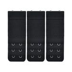 XCSSKG Lady 2 x 3 Hook and Eye Tape Streych Extension Bra Extender (3 Pcs) (Black)