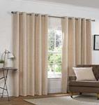 Yale Heavyweight Chenille Eyelet/Ring Top Lined Pair of Curtains, Polyester, Natural Beige, 66 x 90-Inch