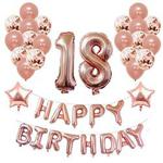 Yoart 18th Birthday Decorations Rose Gold for Women and Girl Party Supplies 39 Piece with Happy Birthday Banner Confetti Latex Balloons Star Foil Balloons