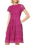 Yumi Plum Guipure Lace Fit and Flare Dress