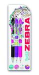 Zebra 02500 Z-Grip Floral Ballpoint Pen - Assorted Colours (Pack of 3)