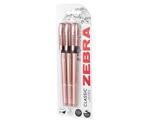 Zebra Classic Rose Gold Ballpoint Pens Black Ink Pack of 3