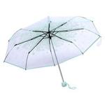 Zerodis 36 Inch Transparent Clear Foldable Umbrellas with Cherry Blossom for Wind and Heavy Rain(Green)