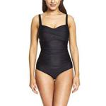 Zoggs Women's Margarita Ruched Front Eco Fabric One Piece Swimsuit, Black, 36-Inch/UK 12