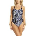 Zoggs Women's Metallix sprintback Eco Fabric One Piece Swimsuit, Multi/Navy, 34-Inch/Size 10