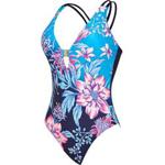 Zoggs Womens Wild Rose Crossback Swimsuit - 32 Blue Multi