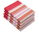 ZOLLNER Tea Towel Set 4 pcs 50 x 70 cm red-striped