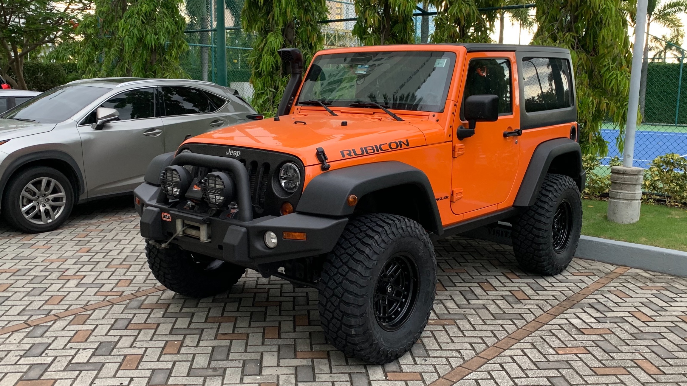 lifted jeep wrangler 4 door orange