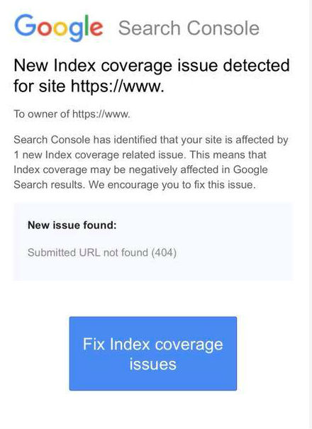 index coverage issue email