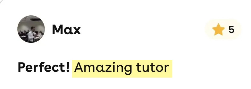 5-star Superprof review from Max: Amazing tutor