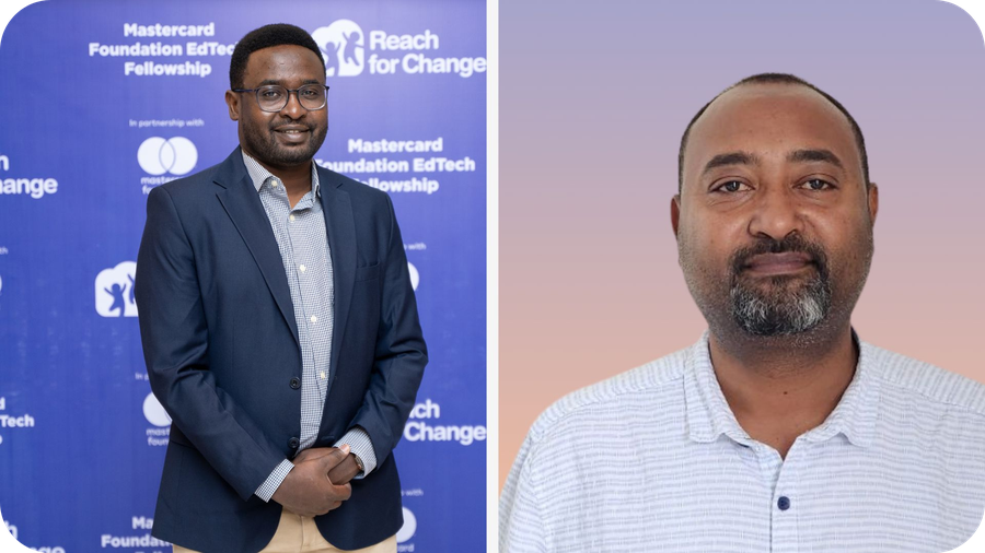 On the left: Eliud Chemweno, EdTech Ecosystem Lead, Mastercard Foundation. On the right: Zecharias Tadesse, Senior Program Manager at Reach for Change Ethiopia