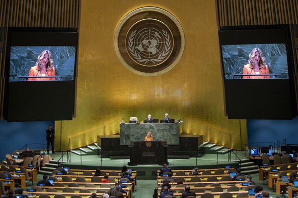 The UN General Assembly adopting the resolution on social and solidarity economy
