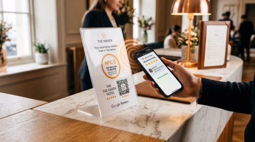 Smart Dynamic QR Code Generator & NFC Business Stand Software Dynamic NFC stand showcasing innovative technology