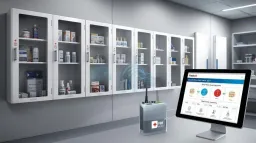 Fixed wall-mounted smart cabinet for first aid with real-time updates Fixed wall-mounted smart first aid cabinet with integrated UHF RFID reader for real-time inventory monitoring