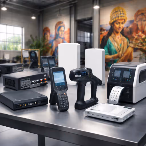 Warehouse RFID Hardware Devices High-performance RFID hardware devices in a warehouse setting
