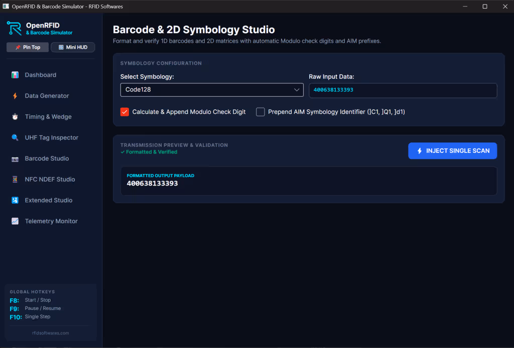 Open RFID barcode simulator for effective barcode generation