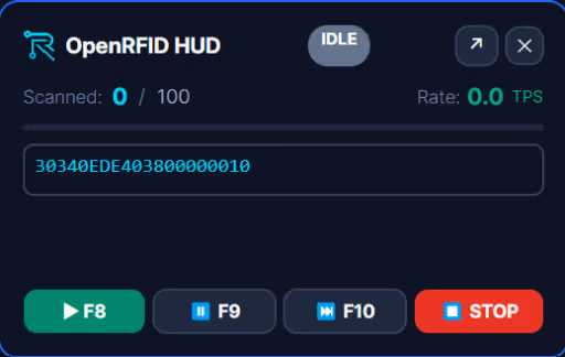 Open RFID barcode simulator mini HUD for testing Open RFID barcode simulator mini HUD for testing