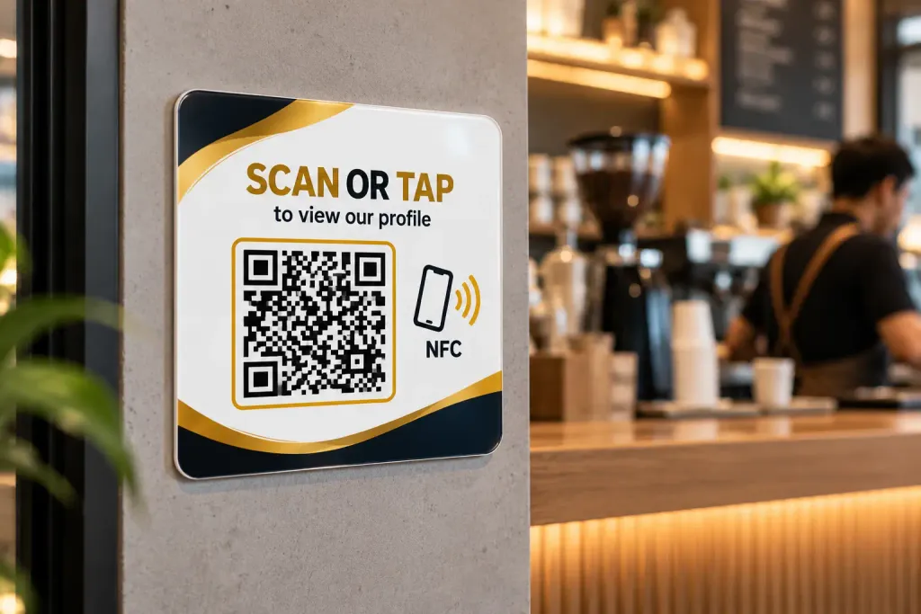 4x4 inch square acrylic NFC plate for restaurant tables, counters, and walls
