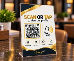 Custom branded NFC and QR code acrylic counter stand wholesale batch
