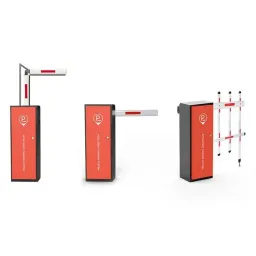 Perspective angle view of industrial RFID parking boom barrier mechanism and housing