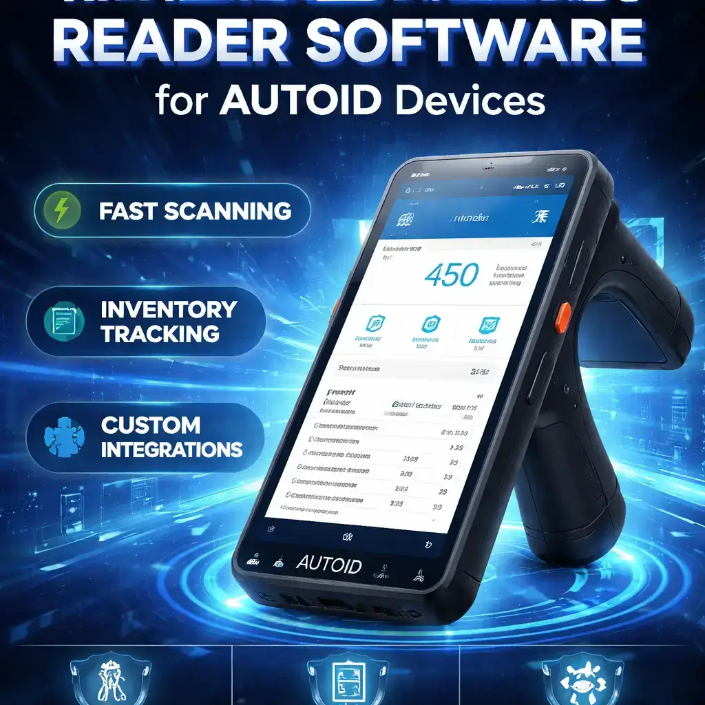 Promotional graphic for RFID handheld reader software