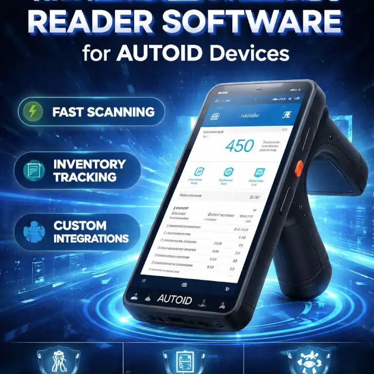 Promotional graphic for RFID handheld reader software