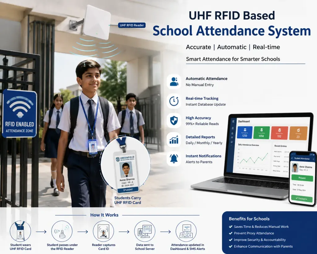 UHF RFID system for automated school attendance tracking