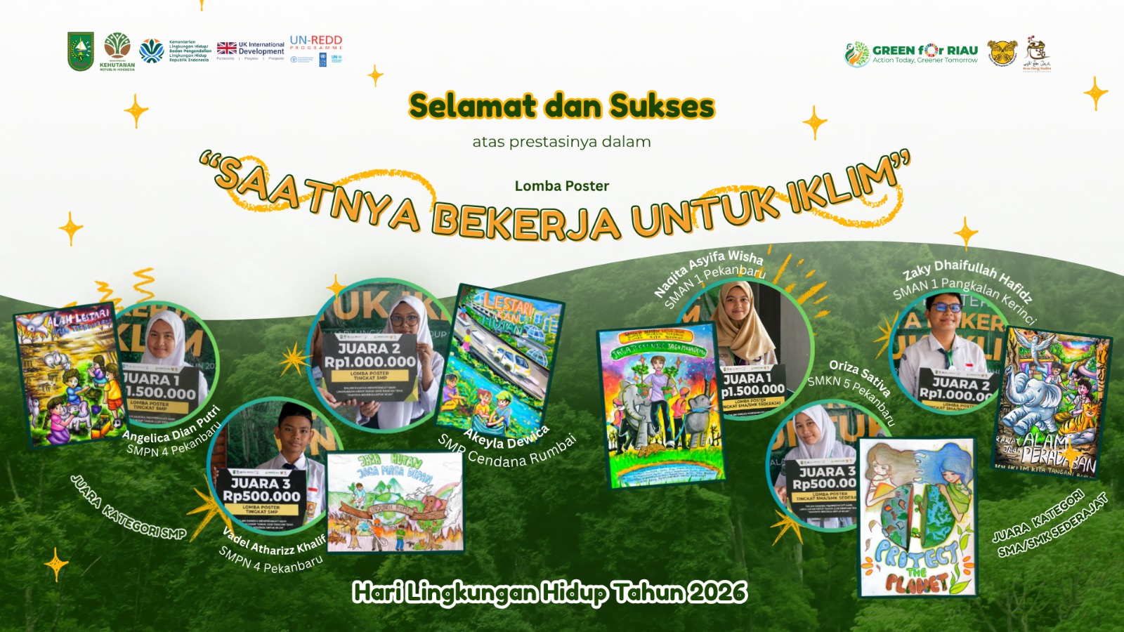 GREEN for Riau Sampaikan Selamat kepada Pemenang Lomba Poster “Saatnya Bekerja untuk Iklim”