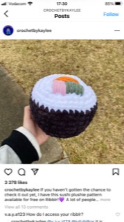 Chunky sushi roll amigurumi