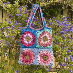 Sunflower Granny Square Tote Bag