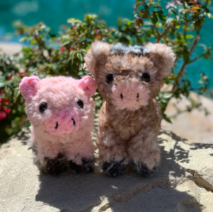 Crochet Fuzzy Cow and Piglet BUNDLE