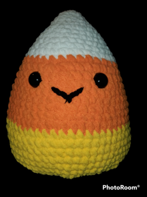 I made a plushie candy corn bat using premier parfait chunky yarn 😬 :  r/crochet