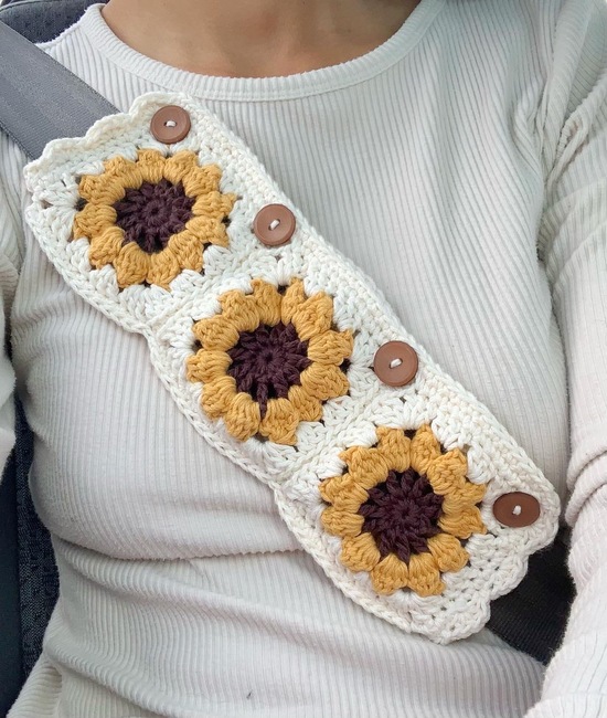 Sunflower seat belt cover: Crochet pattern | Ribblr