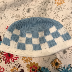 Checkered Crochet Bucket Hat