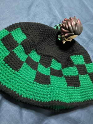 Checkered Crochet Bucket Hat