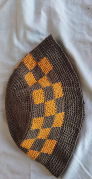 Checkered Crochet Bucket Hat