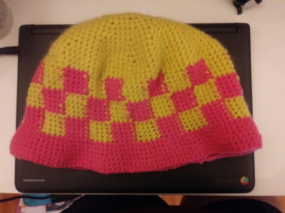 Checkered Crochet Bucket Hat