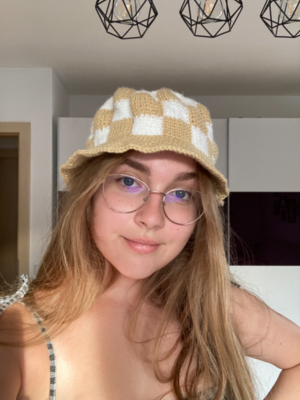 Checkered Crochet Bucket Hat